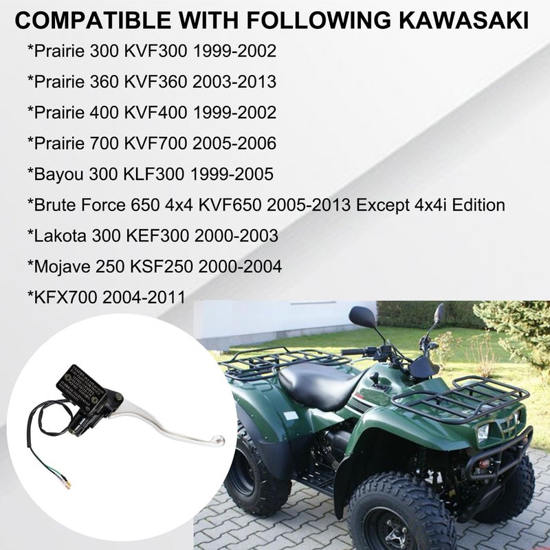 Vanlison Front Right Hand Brake Master Cylinder Compatible with Kawasaki Prairie 300 360 400 700 Bayou 300 Brute Force 650 Lakota 300 Mojave 250 KFX700 Part # 43015-1646 Black & Chrome - Image 2